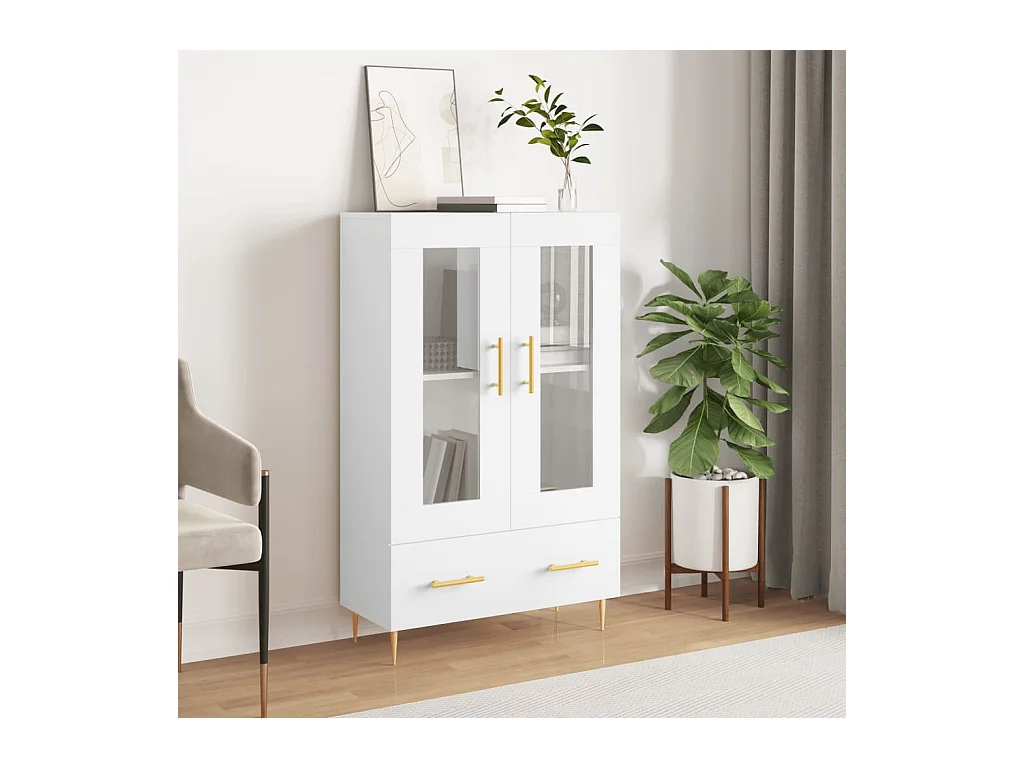 Buffet haut blanc 69,5x31x115 cm bois d'ingénierie