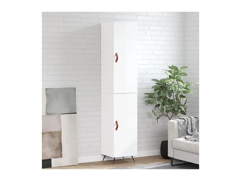 Hoog dressoir Glanzend wit 34,5x34x180 cm Technisch hout