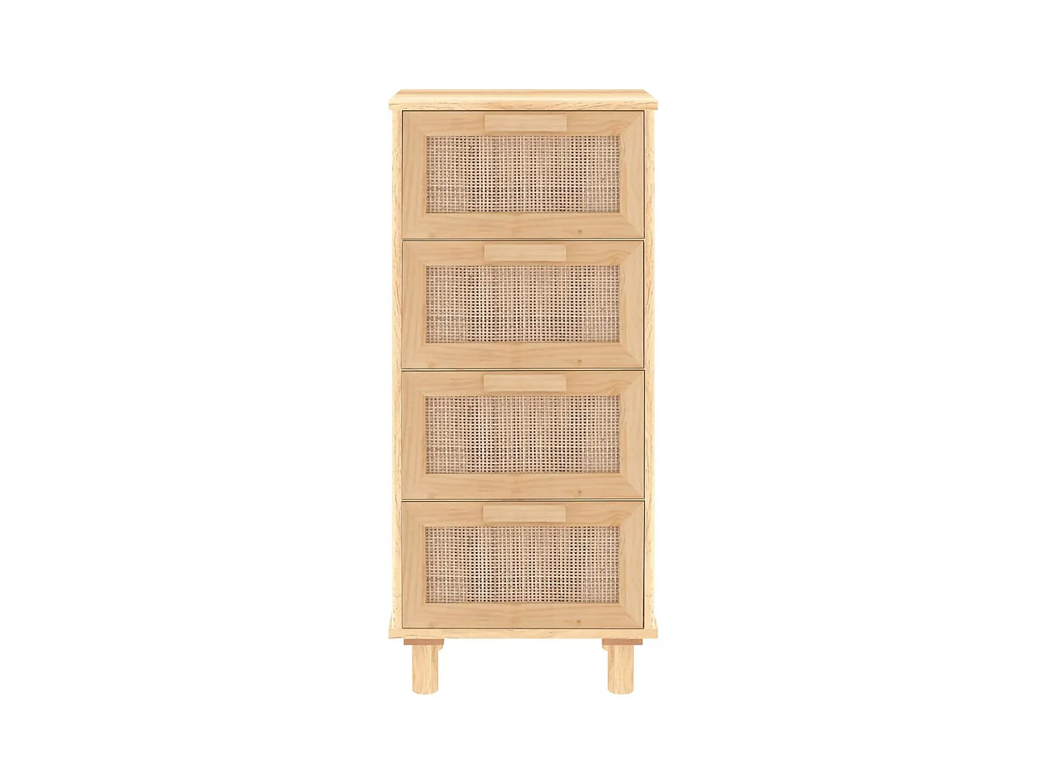 Braunes Sideboard 40x30x90 cm Massives Kiefernholz und natürliches Rattan
