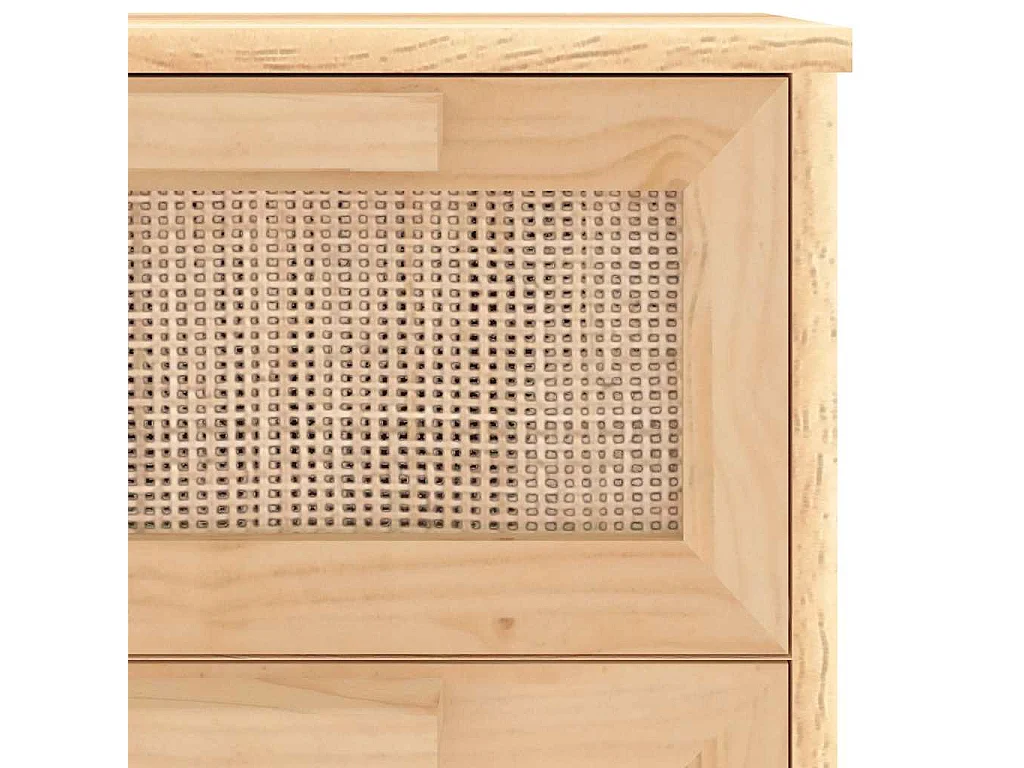 Braunes Sideboard 40x30x90 cm Massives Kiefernholz und natürliches Rattan