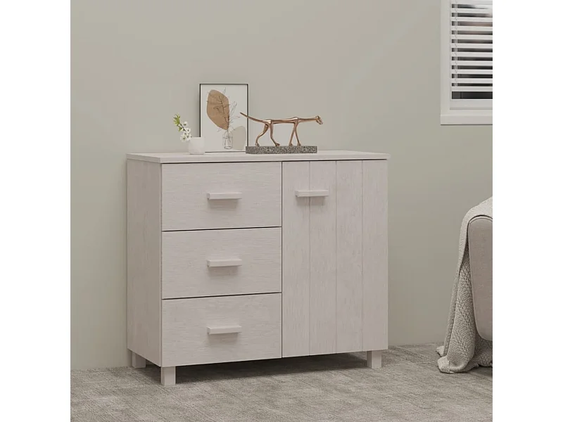 Buffet HAMAR Blanc 90x40x80 cm Bois massif de pin