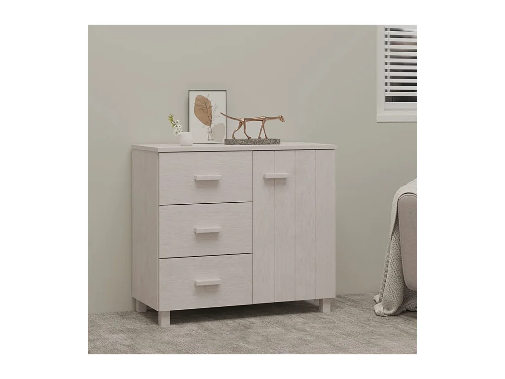 Buffet HAMAR Blanc 90x40x80 cm Bois massif de pin