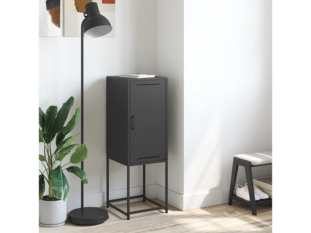 Buffet haut noir 36x39x107 cm acier