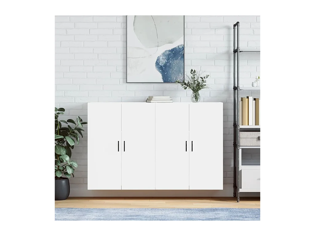 Armoires murales 2 pcs blanc 69,5x34x90 cm