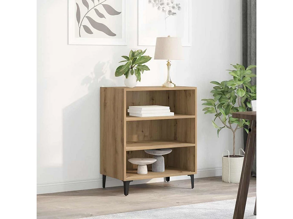 Buffet chêne artisanal 57x35x70 cm bois d'ingénierie