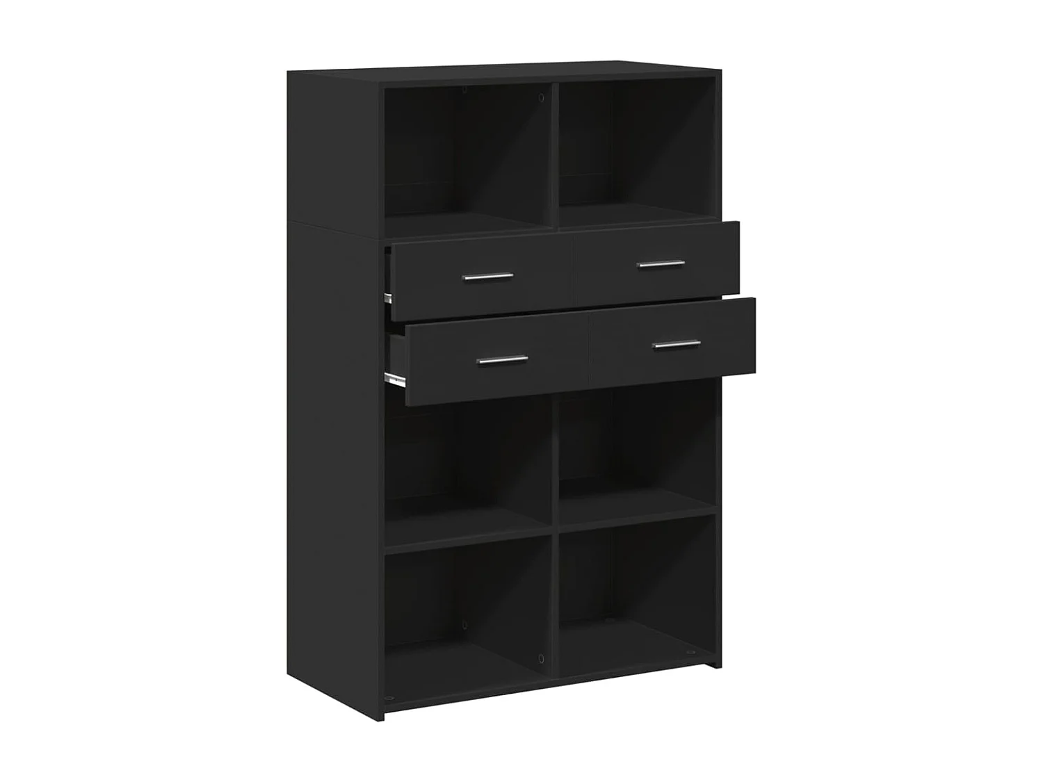 Buffet haut noir 80x42,5x124 cm bois d'ingénierie