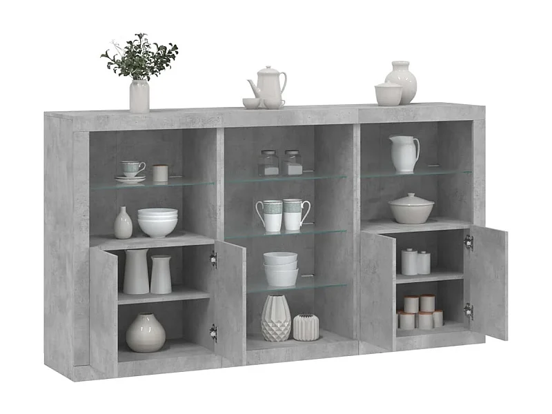 Buffet avec lumières LED gris béton 181,5x37x100 cm