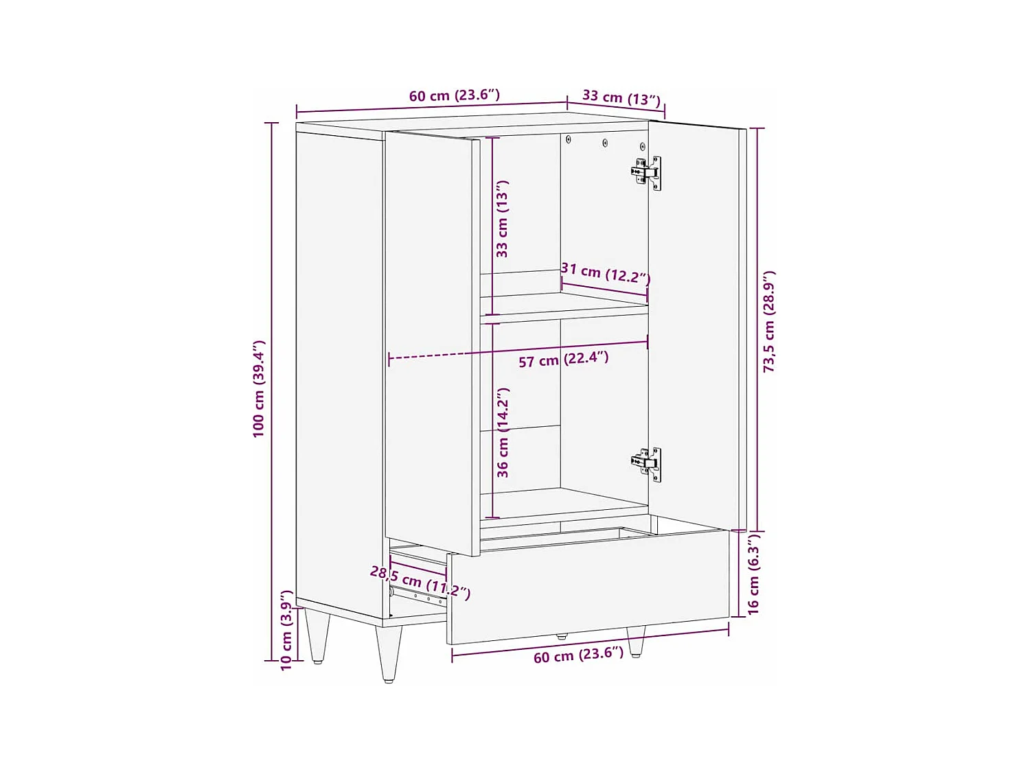 Medienaufbewahrungseinheiten und Regale mit Schublade, Braun