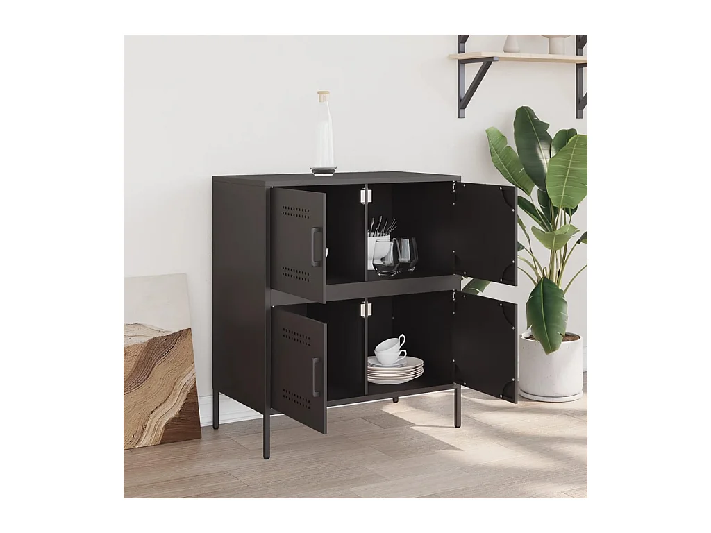 Buffet noir 68x39x79 cm acier