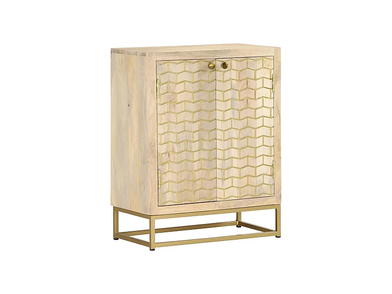 Credenza 2 ante 55x30x70 cm in legno massello di mango