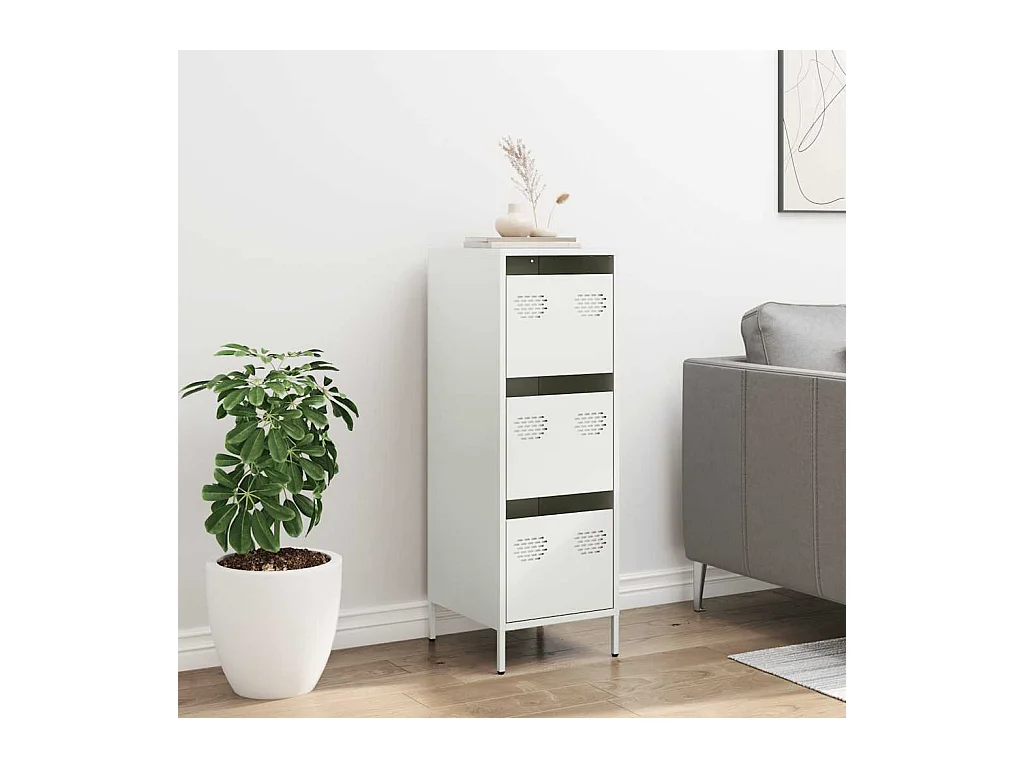 Buffet haut blanc 39x35x103,5 cm acier