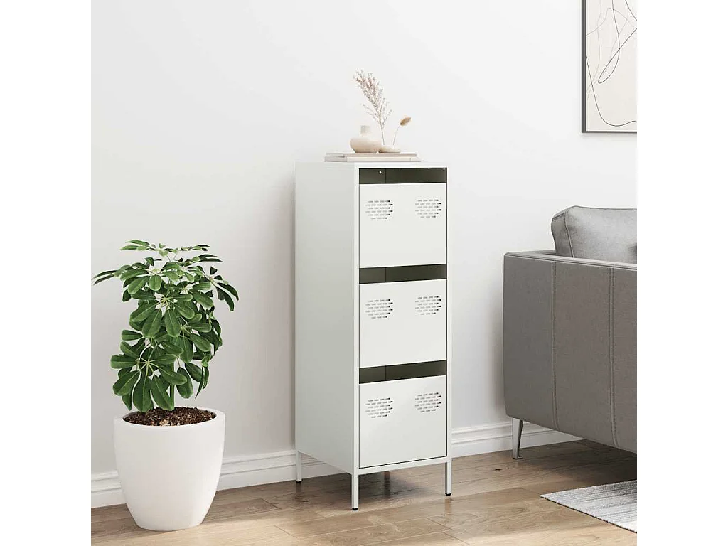 Buffet haut blanc 39x35x103,5 cm acier