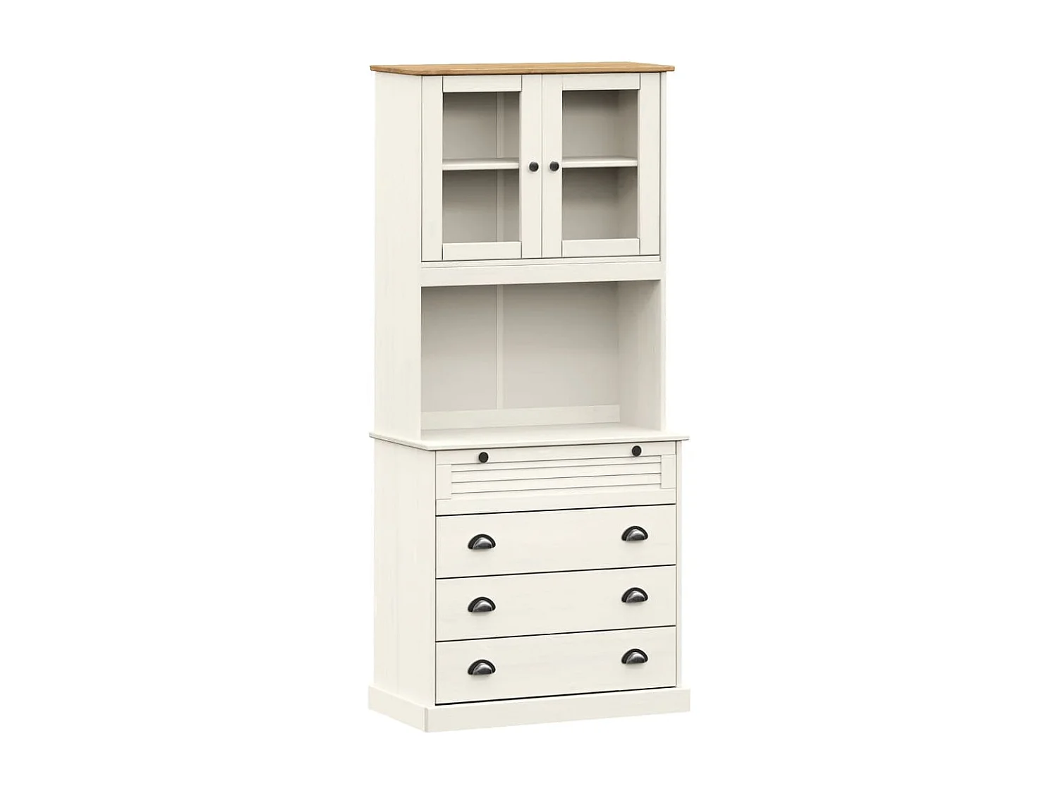 Buffet haut VIGO blanc 80x40x176 cm bois massif de pin