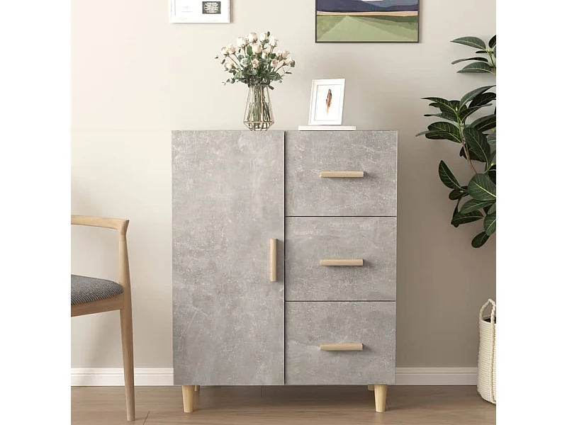 Credenza grigio cemento 69,5x34x90 cm in legno ingegnerizzato