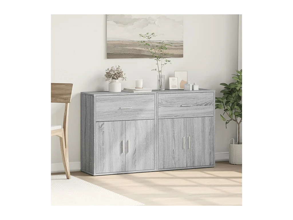 Buffets 2 pcs sonoma gris 60x31x70 cm bois d'ingénierie