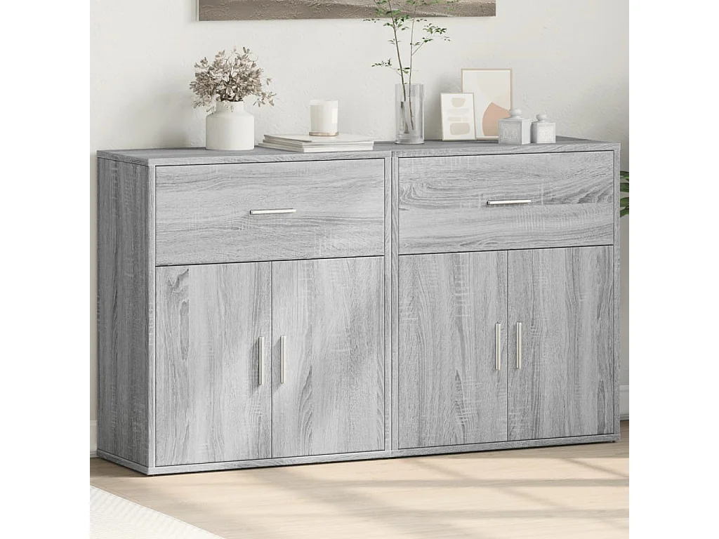 Sideboards 2 Stück Sonomagrau 60x31x70 cm Holzwerkstoff