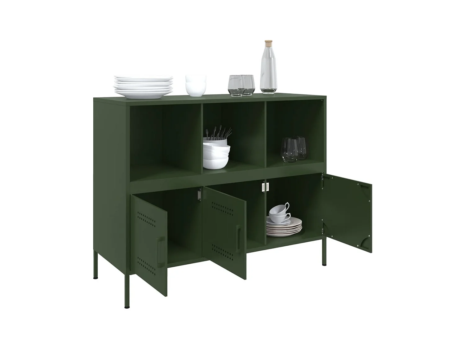 Buffet vert olive 100,5x39x79 cm acier