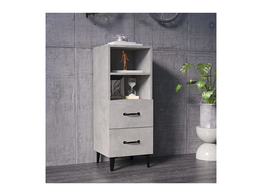 Buffet Gris béton 34,5x34x90 cm Bois d'ingénierie