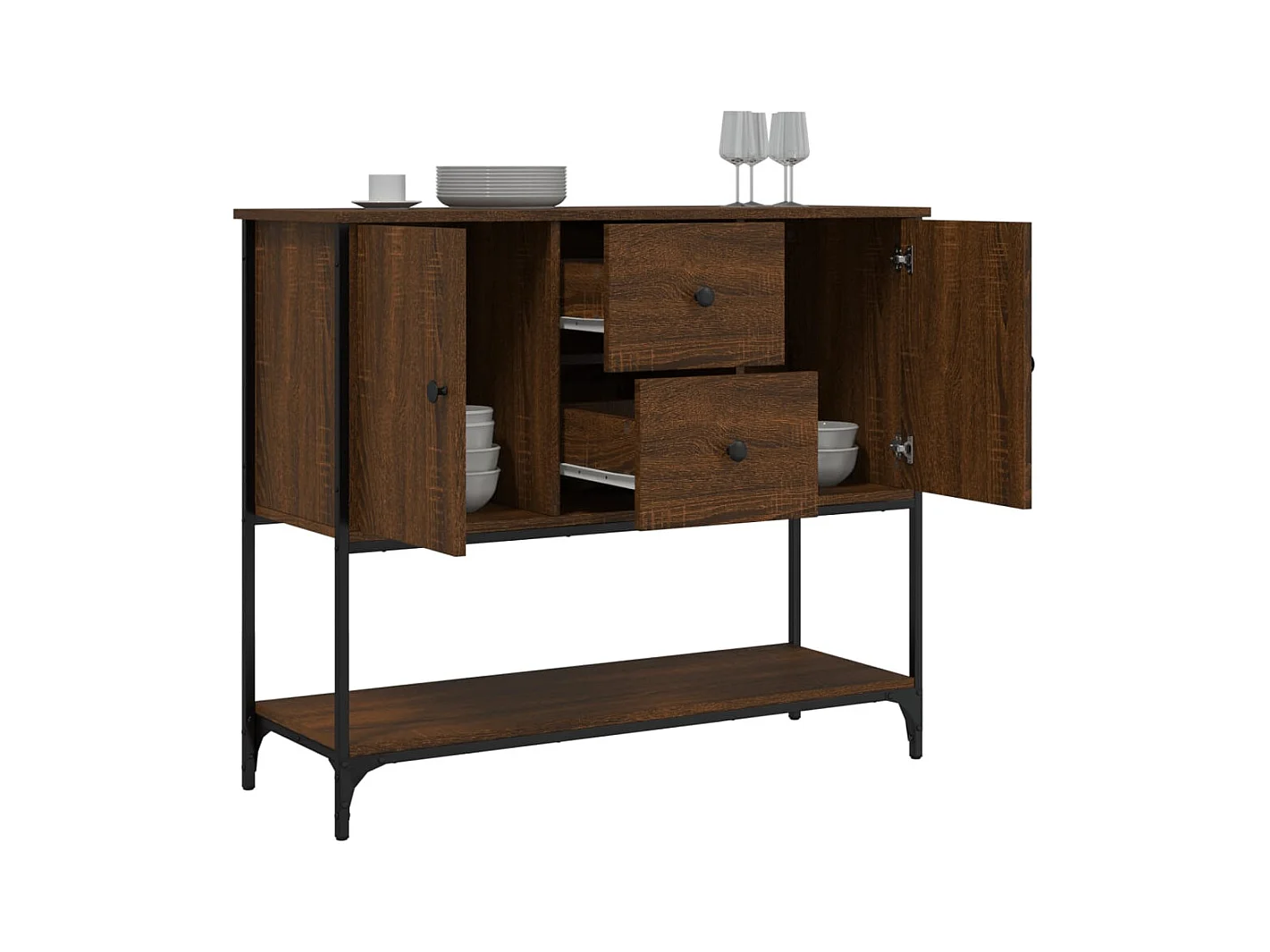 Credenza in rovere marrone 100x36x85 cm in legno ingegnerizzato