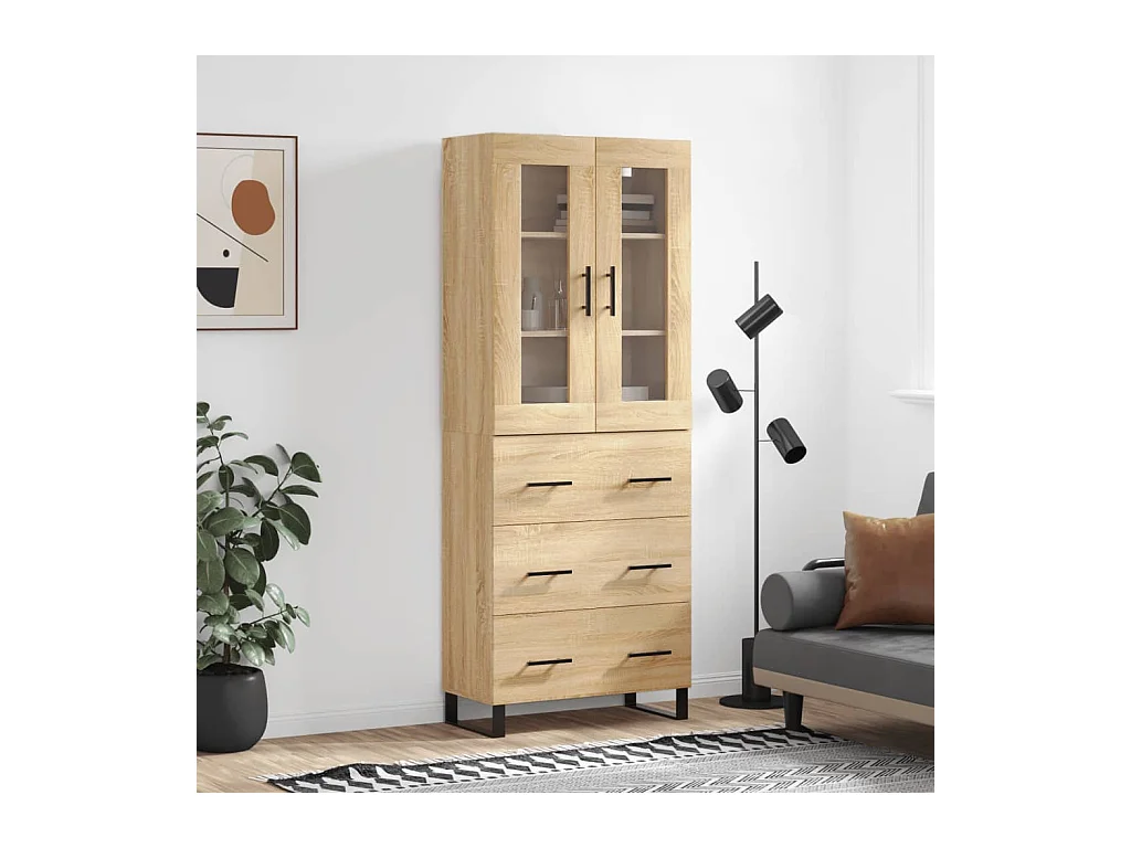 Buffet haut Chêne sonoma 69,5x34x180 cm Bois d'ingénierie