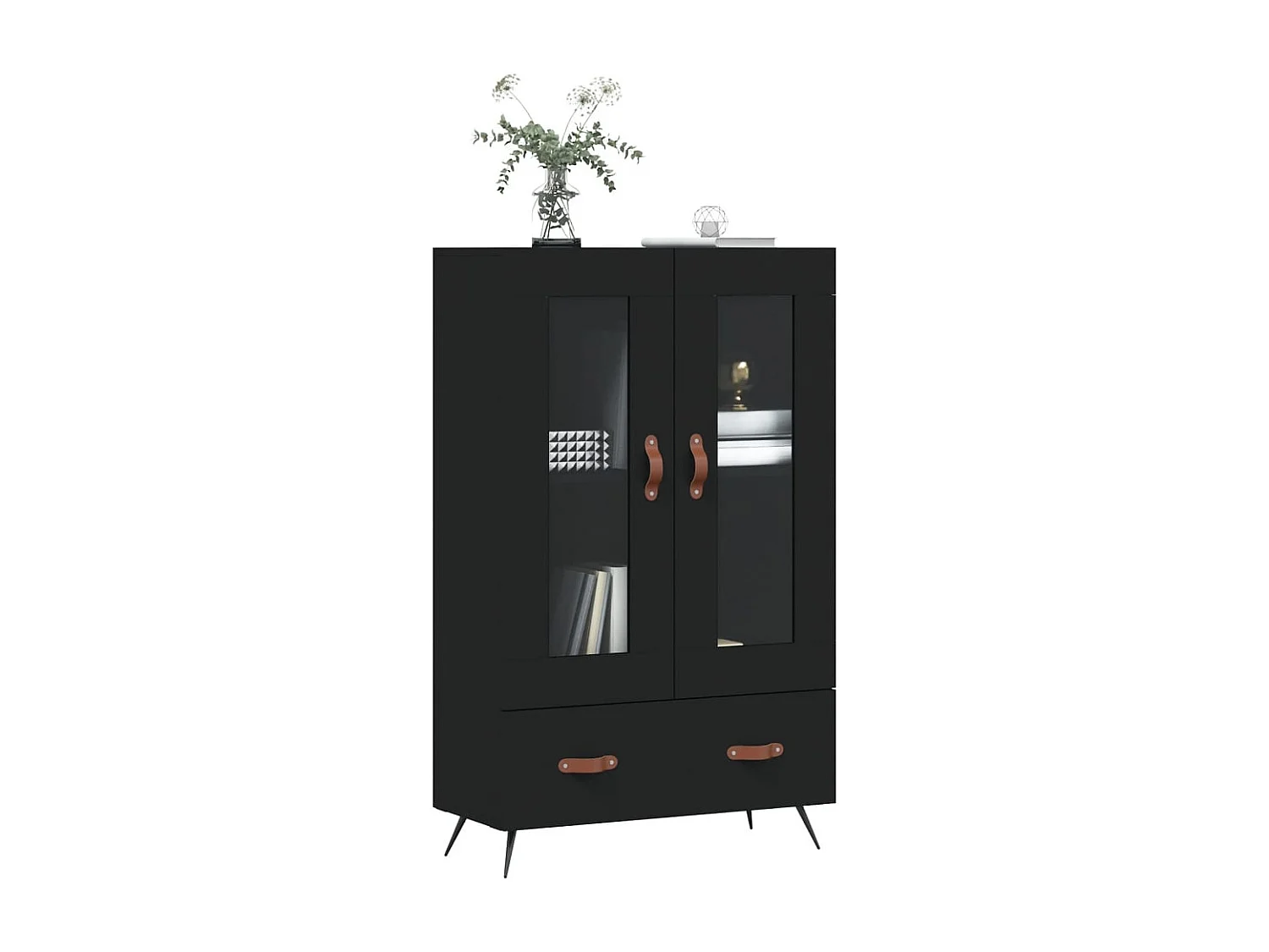 Aparador alto negro 69,5x31x115 cm madera contrachapada