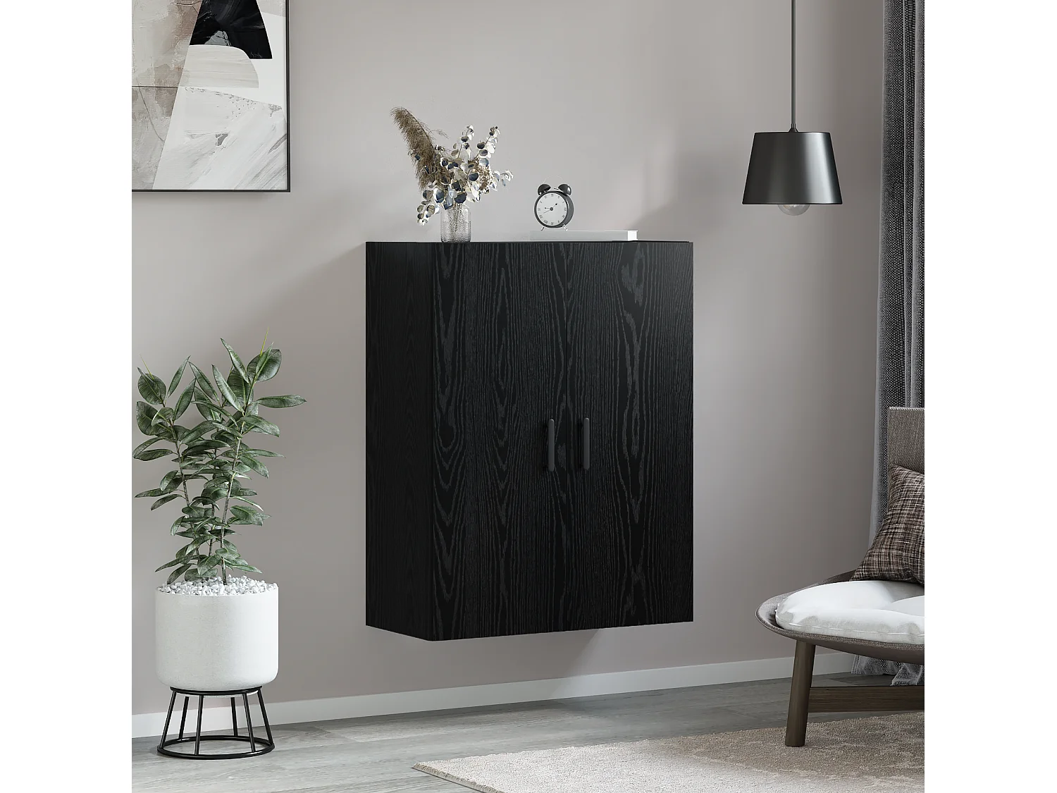 Meuble mural Chêne noir 69,5 x 34 x 90 cm Bois d'ingénierie