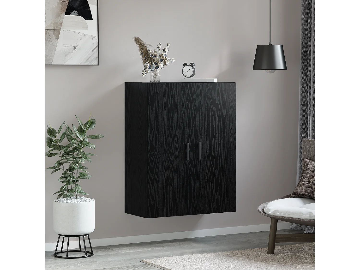 Meuble mural Chêne noir 69,5 x 34 x 90 cm Bois d'ingénierie