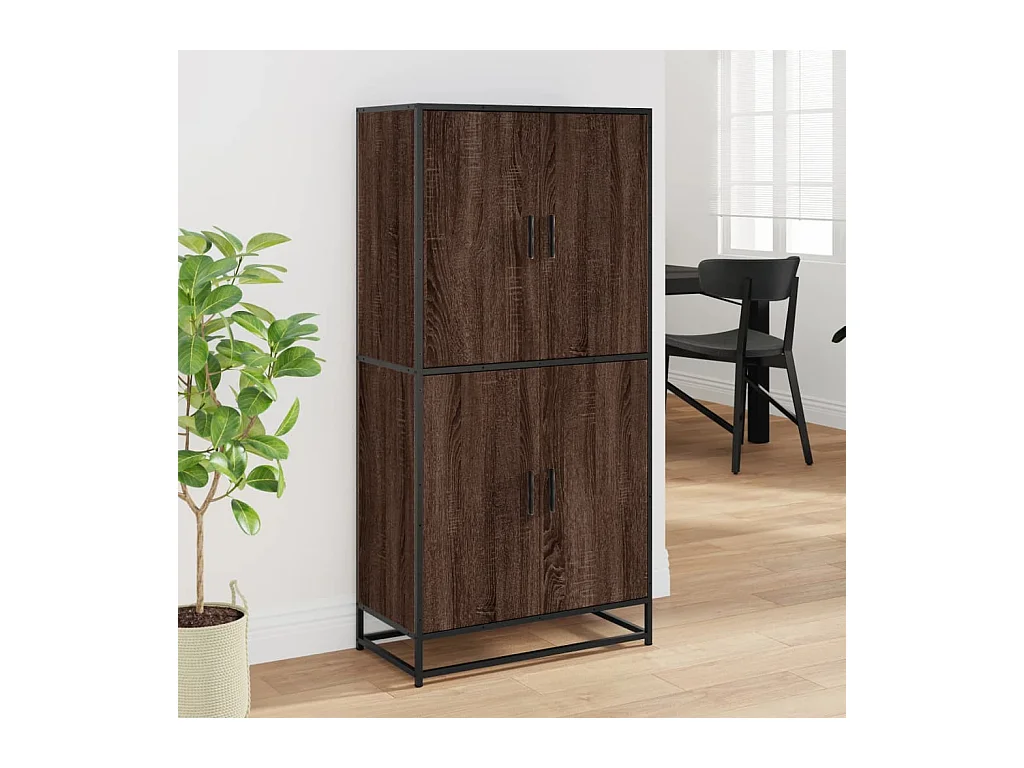 Buffet haut chêne marron 68x35x139 cm bois d'ingénierie