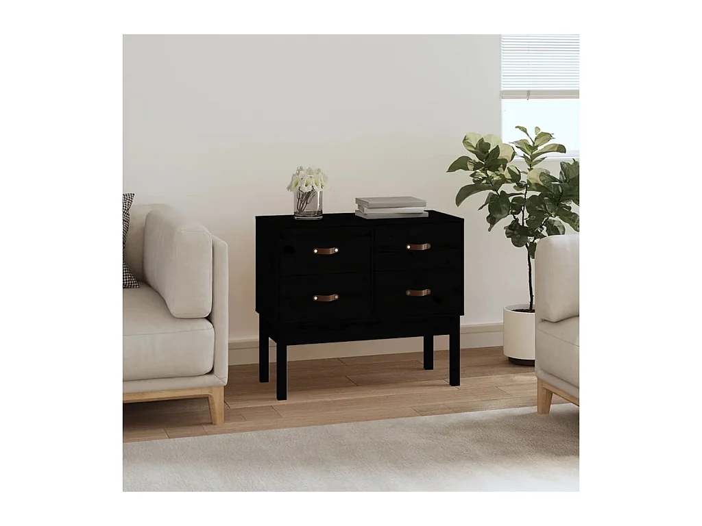 Armoire console Noir 90x40x78 cm Bois de pin solide