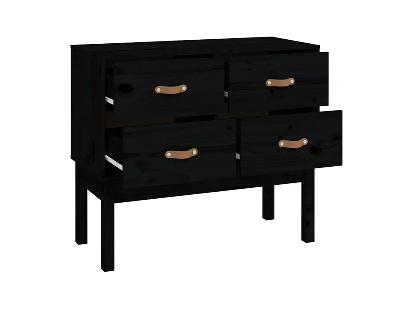 Armoire console Noir 90x40x78 cm Bois de pin solide