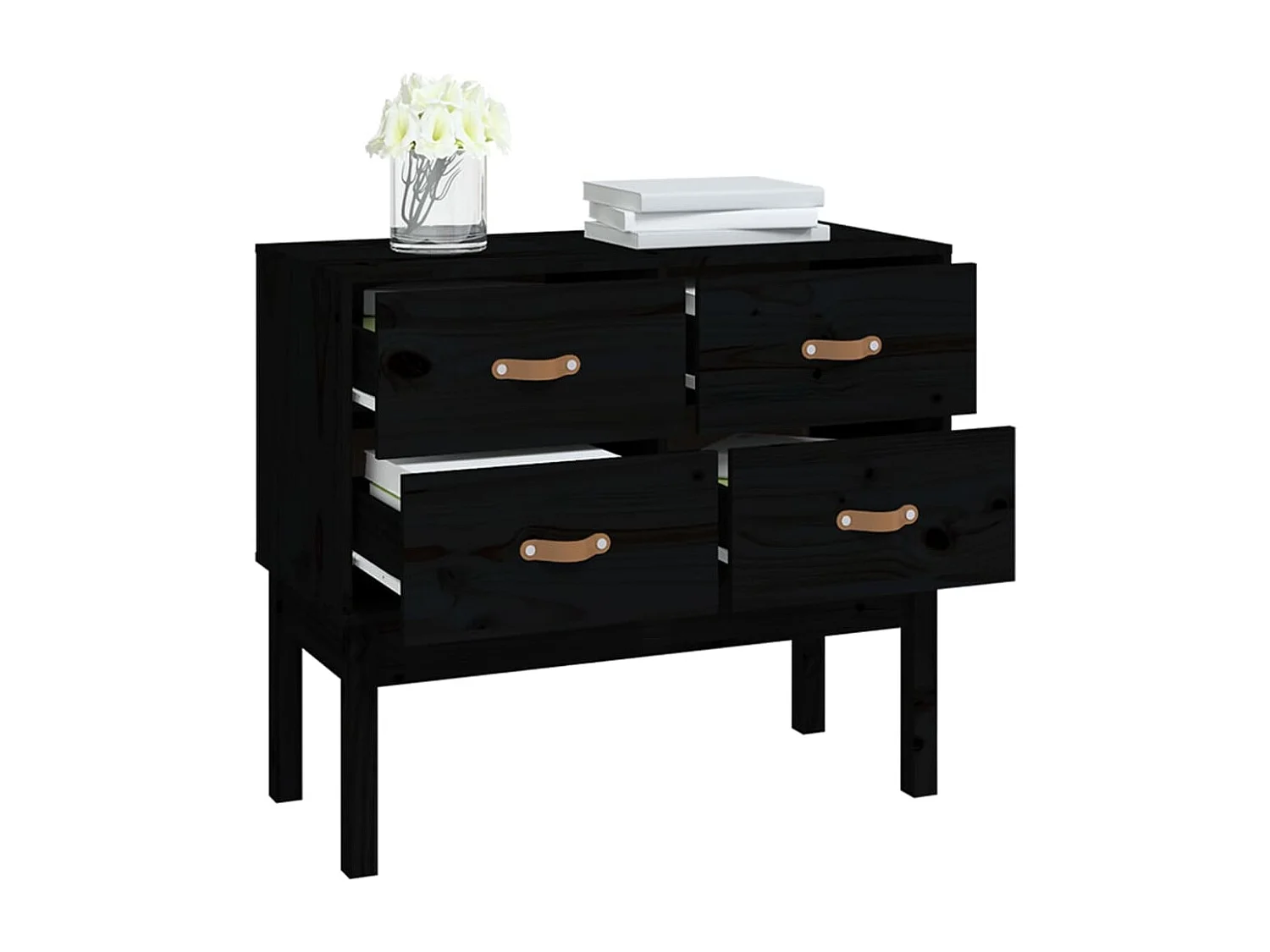 Armoire console Noir 90x40x78 cm Bois de pin solide