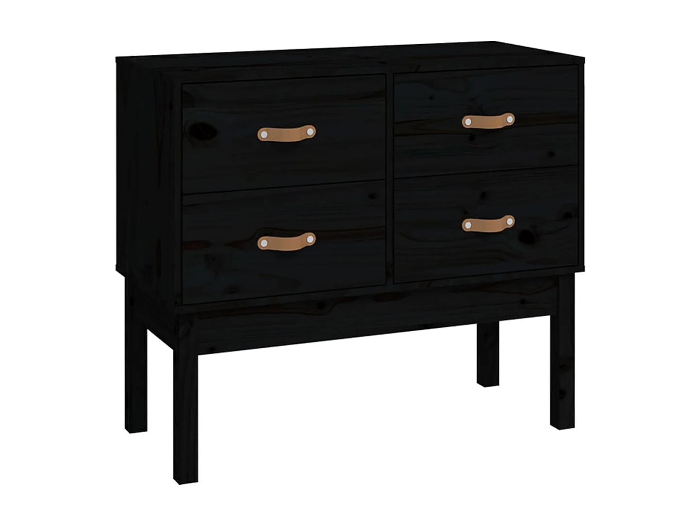 Armoire console Noir 90x40x78 cm Bois de pin solide