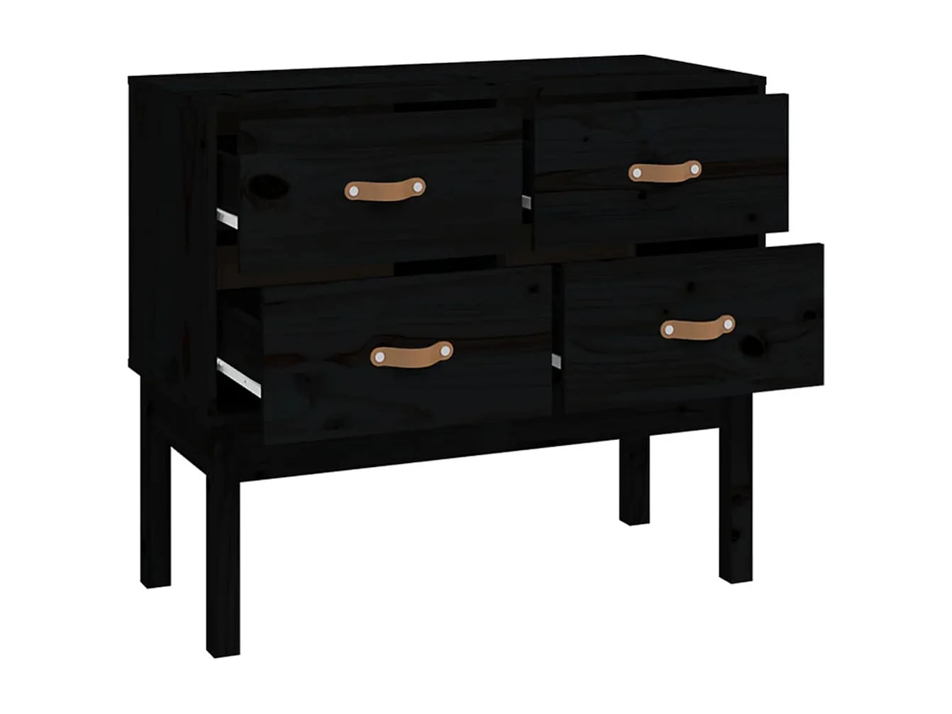 Armoire console Noir 90x40x78 cm Bois de pin solide