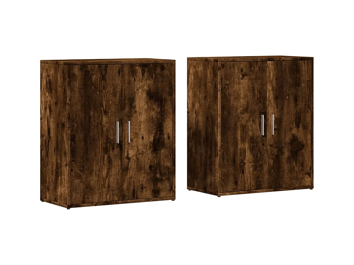 Sideboards 2 Stk. Räuchereiche 60x31x70 cm Holzwerkstoff