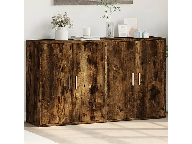 Sideboards 2 Stk. Räuchereiche 60x31x70 cm Holzwerkstoff