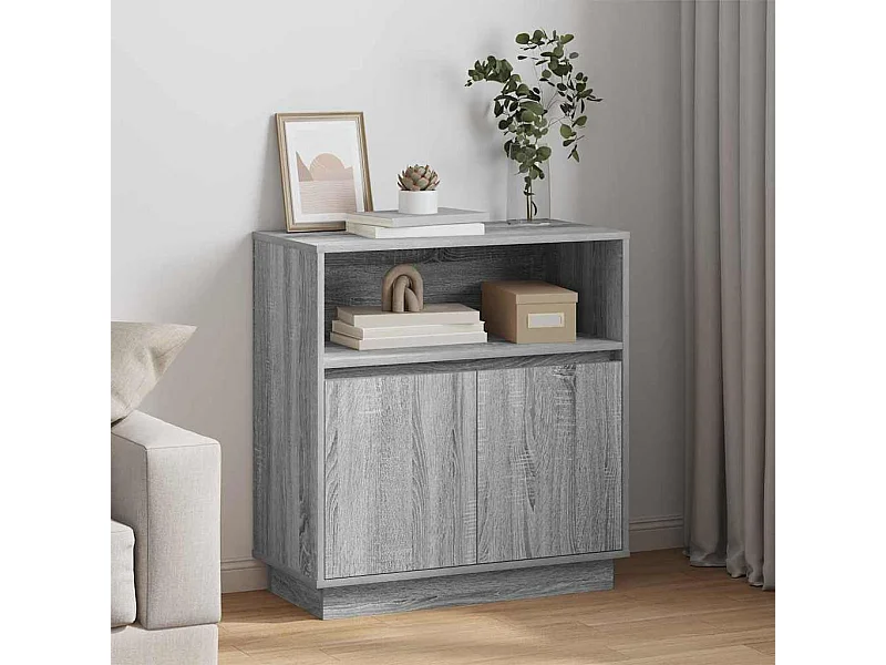 Credenza con LED Sonoma Grey 71x34,5x75 cm in legno ingegnerizzato