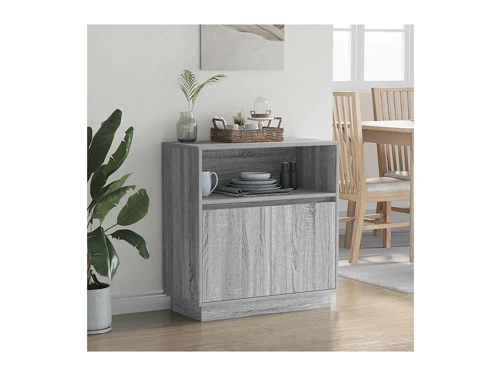 Buffet avec LED Gris Sonoma 71x34,5x75 cm en bois d'ingénierie