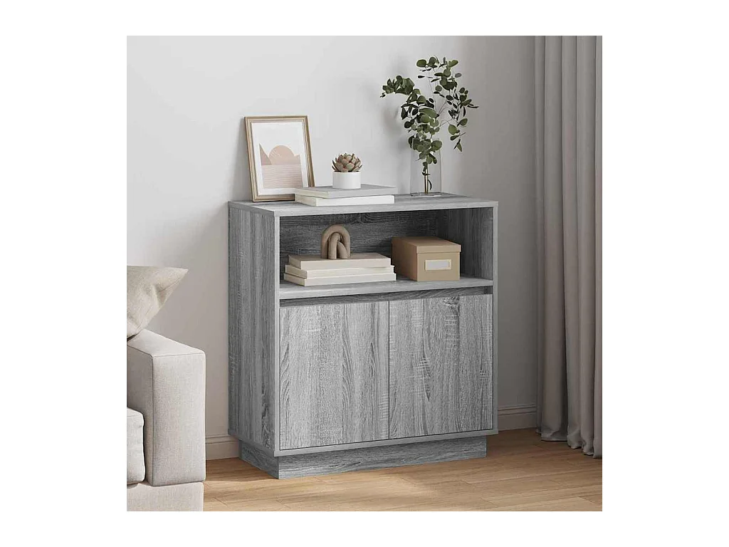 Dressoir met LED Sonoma Grey 71x34,5x75 cm in bewerkt hout