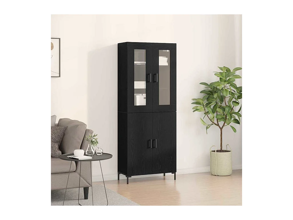 Buffet avec armoire murale en chêne noir en bois aggloméré