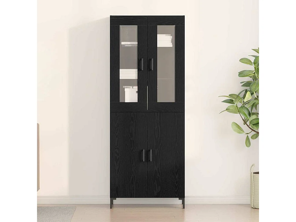Buffet avec armoire murale en chêne noir en bois aggloméré