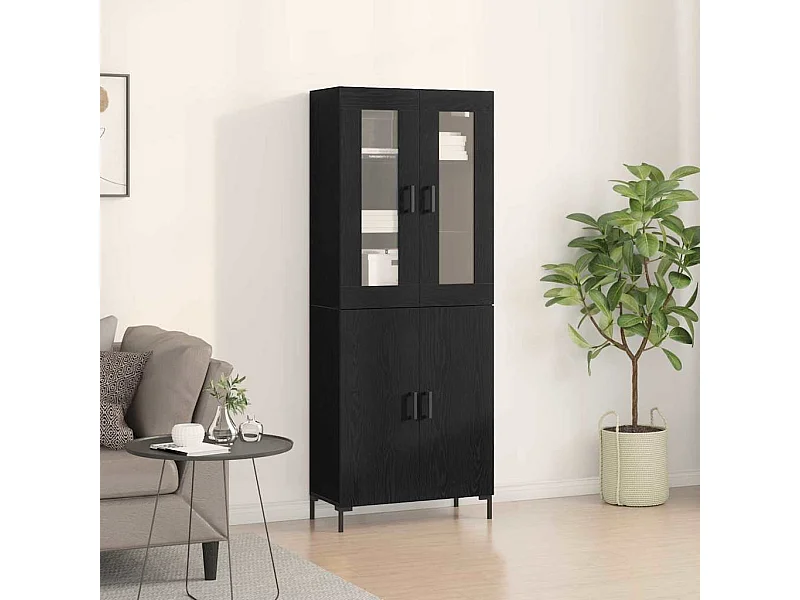 Buffet avec armoire murale en chêne noir en bois aggloméré
