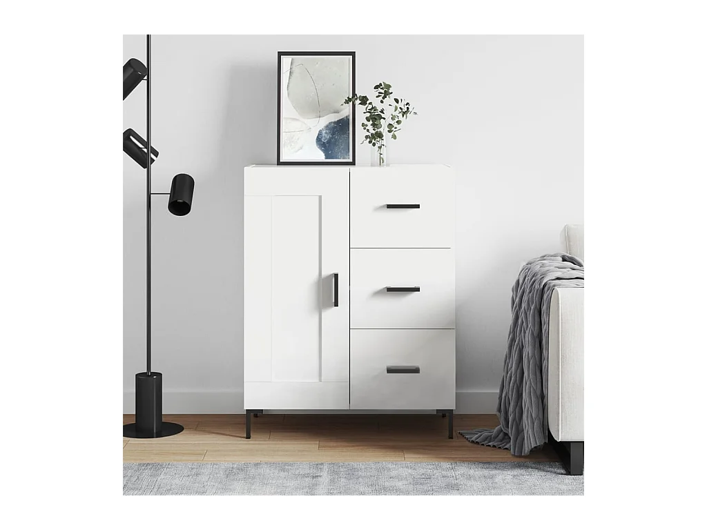 Weißes Sideboard 69,5 x 34 x 90 cm Holzwerkstoff