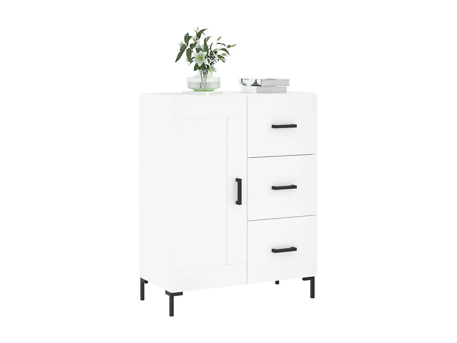 Weißes Sideboard 69,5 x 34 x 90 cm Holzwerkstoff