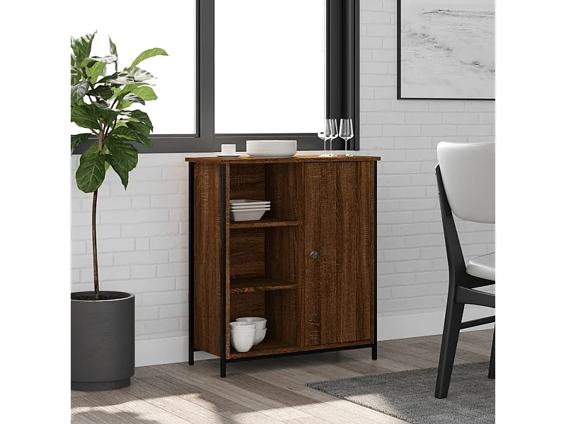 Buffet chêne marron 70x30x80 cm bois d'ingénierie