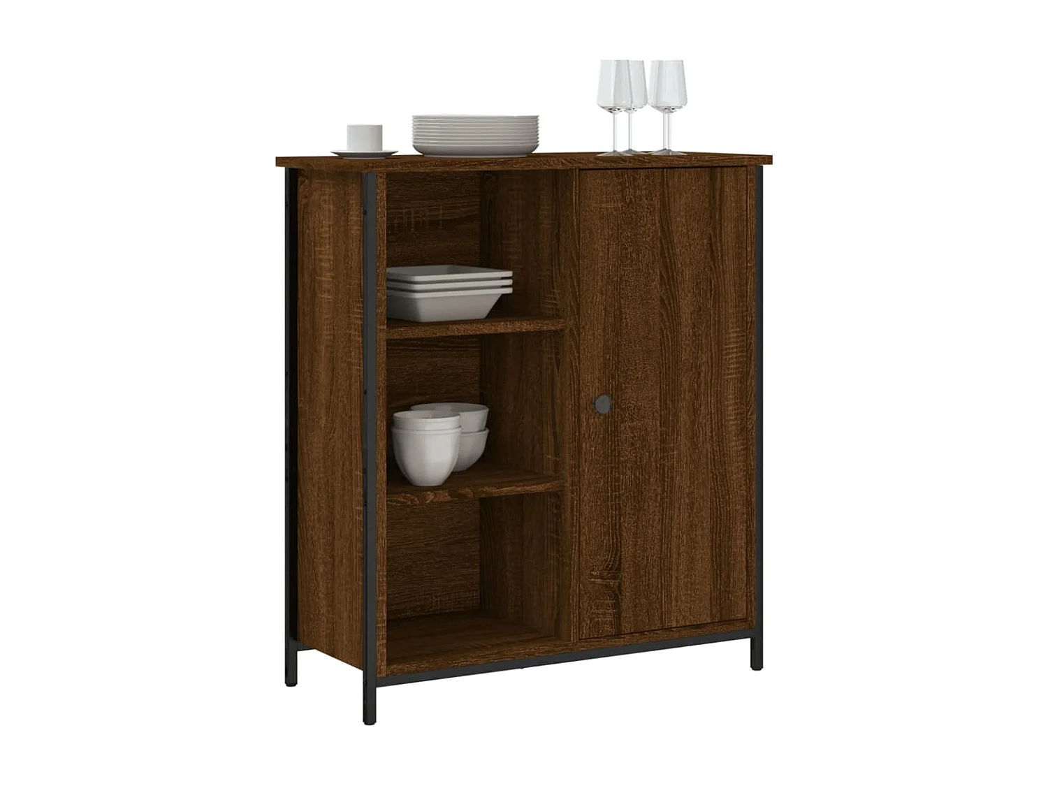 Buffet chêne marron 70x30x80 cm bois d'ingénierie