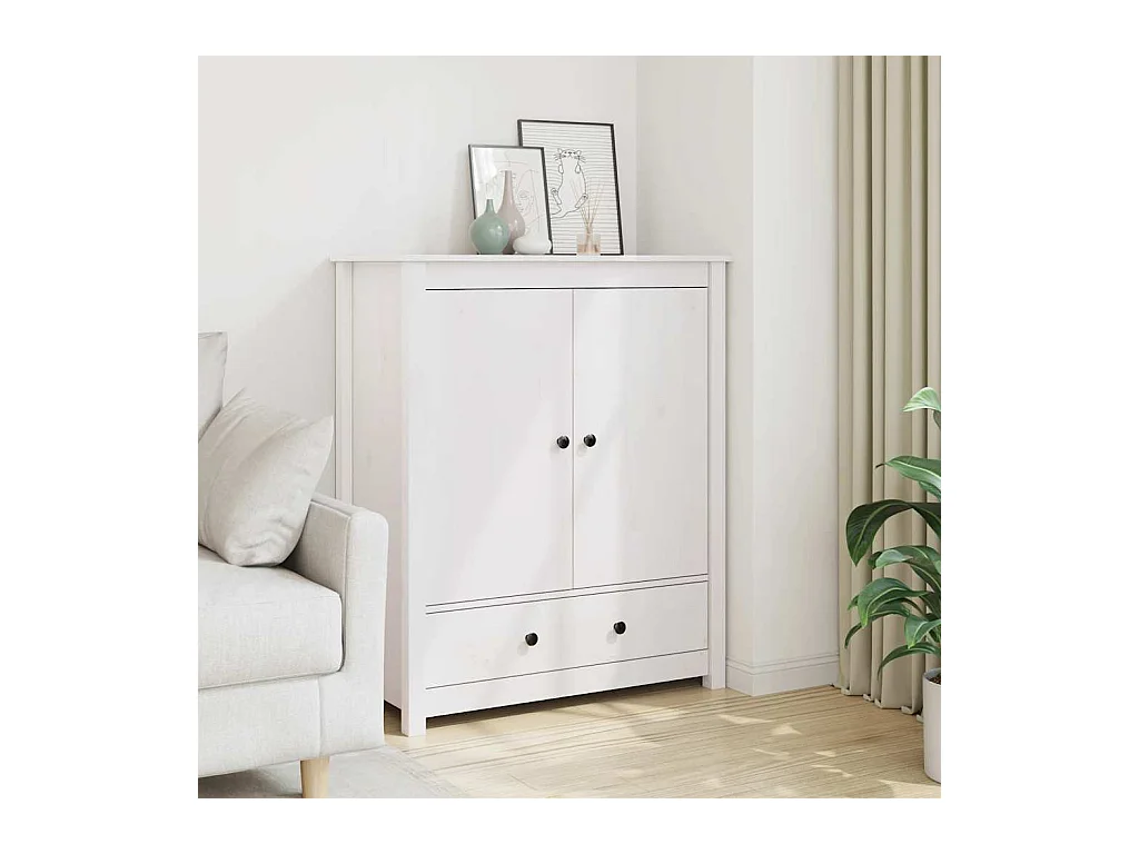 Buffet Blanc 83x41,5x100 cm Bois massif de pin