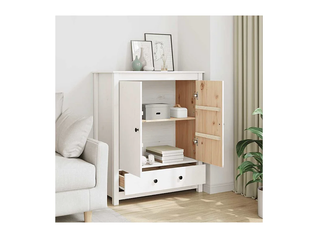 Buffet Blanc 83x41,5x100 cm Bois massif de pin