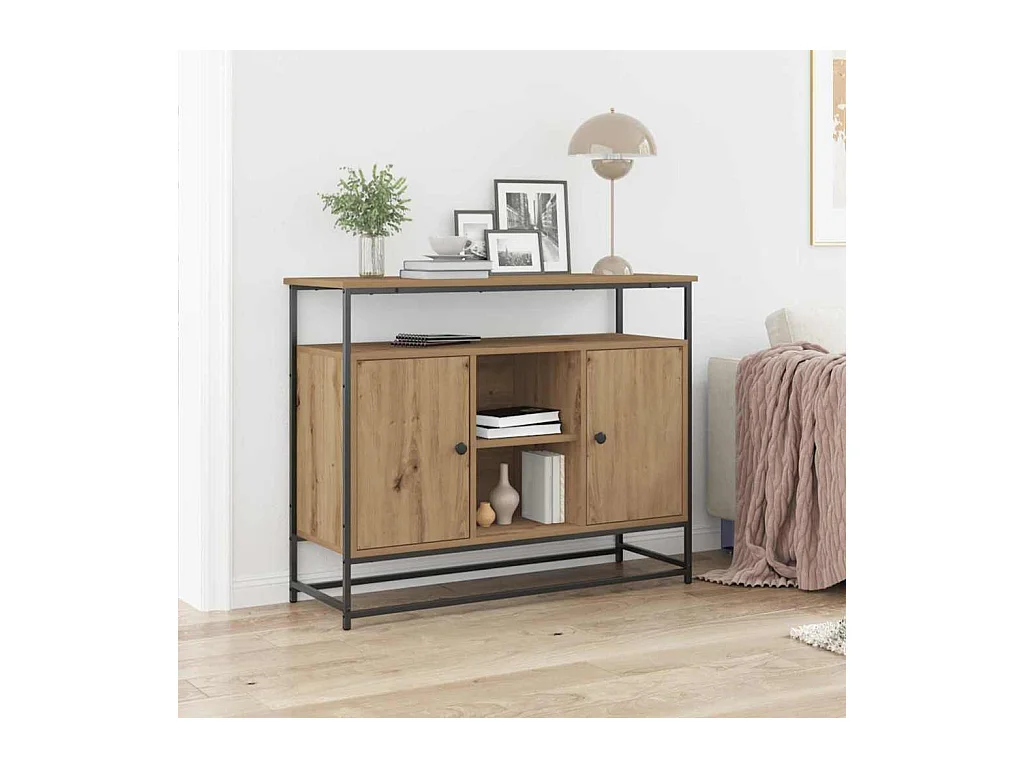 Buffet Artisan Chêne 100x35x80 cm Bois composite et Acier