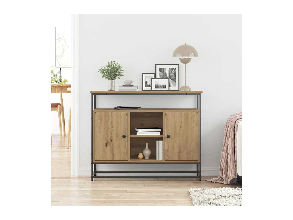 Buffet Artisan Chêne 100x35x80 cm Bois composite et Acier