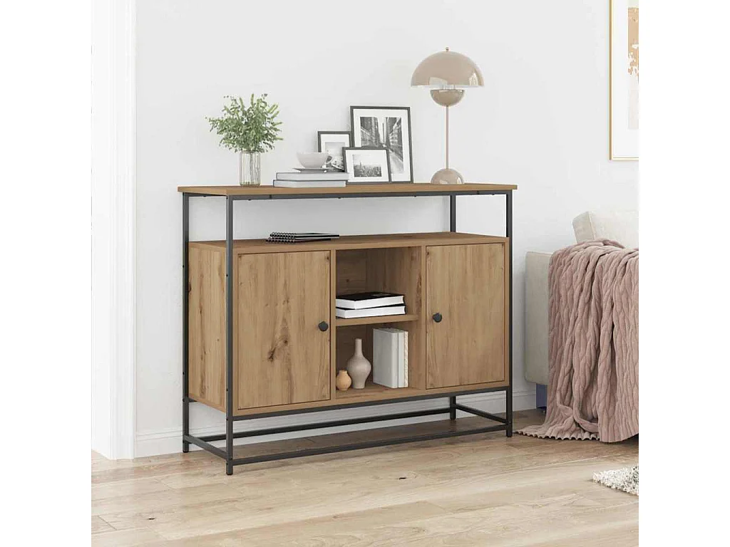 Buffet Artisan Chêne 100x35x80 cm Bois composite et Acier